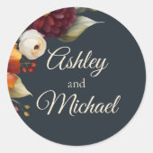Navy en Gele Herfst Wildflower Ronde Sticker (Voorkant)
