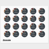 Navy en Gele Herfst Wildflower Ronde Sticker (Vel)