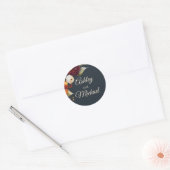 Navy en Gele Herfst Wildflower Ronde Sticker (Envelop)
