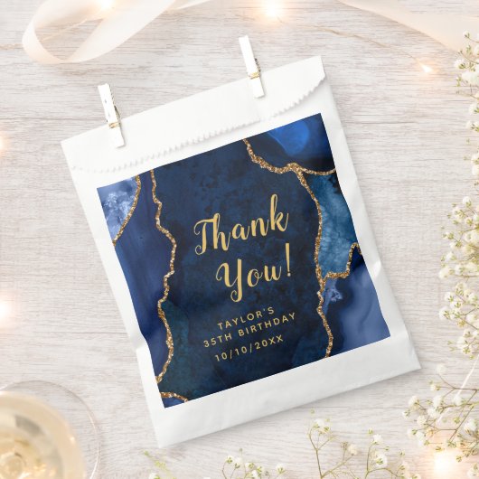 Navy en Gold Agaat Verjaardag Dank u Bedankzakje (Geknipt)
