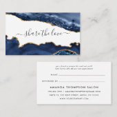 Navy en Gold Agate Aanbevelingskaartje (Voorkant / Achterkant)