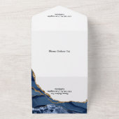 Navy en Gold Agate All In One Uitnodiging (Buitenkant)