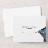 Navy en Gold Agate All In One Uitnodiging (Achterkant)