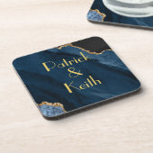 NAVY EN GOLD AGATE Beverage Coaster Bier Onderzetter (Linkerzijde)