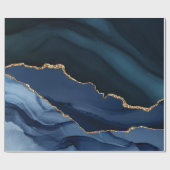 Navy en Gold Agate Cadeaupapier (Vlak)