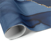 Navy en Gold Agate Cadeaupapier (Rol Hoek)