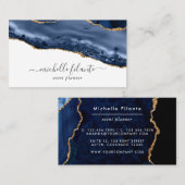 Navy en Gold Agate Visitekaartje (Voorkant / Achterkant)