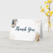 Navy en Gold Ampersand Bedankt Card Kaart (Gele Bloem)