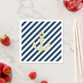Navy en Gold Anchor Napkins Servet (Insitu)