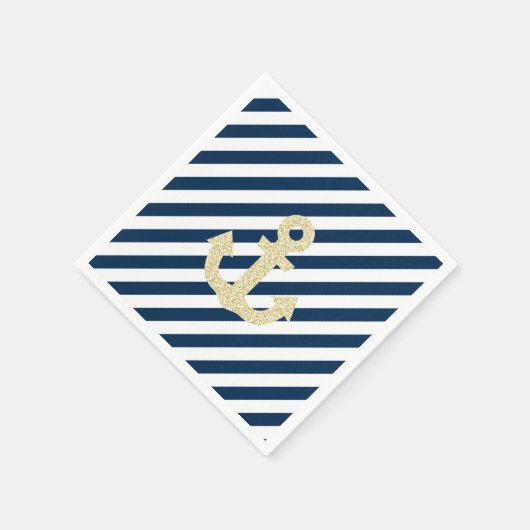 Navy en Gold Anchor Napkins Servet (Hoek)