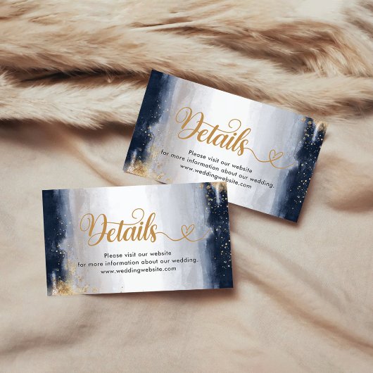 Navy en Gold Baby shower Details Kaart