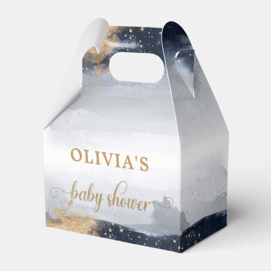 Navy en Gold Baby shower Favor Box Bedankdoosjes (Voorkant Zijde)