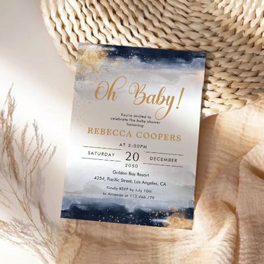 Navy en Gold Baby shower Invitation Kaart