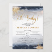 Navy en Gold Baby shower Invitation Kaart (Voorkant)