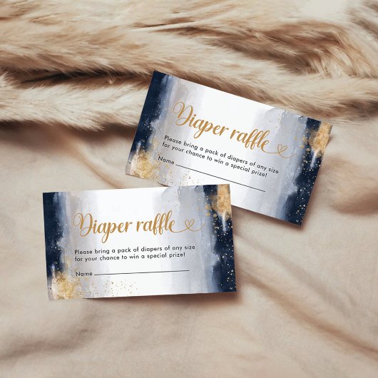 Navy en Gold Baby shower Luier Raffle Kaart