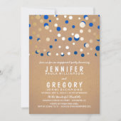 Navy en Gold Confetti Elegant Engagement Party Kaart (Voorkant)