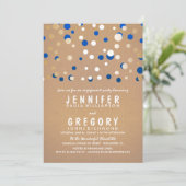 Navy en Gold Confetti Elegant Engagement Party Kaart (Staand voorkant)