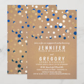 Navy en Gold Confetti Elegant Engagement Party Kaart (Voorkant / Achterkant)