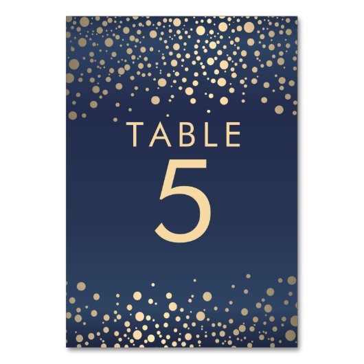 Navy en Gold Confetti Stippen Kaart (Voorkant)