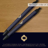Navy en Gold Custom Logo Zwarte Inkt Pen