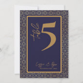 Navy en Gold Design Trouwfeest Tafelnummer (Voorkant)