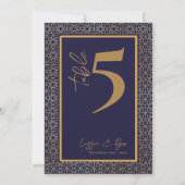 Navy en Gold Design Trouwfeest Tafelnummer (Achterkant)