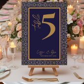 Navy en Gold Design Trouwfeest Tafelnummer