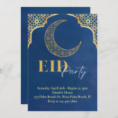 Navy en Gold Eid Party uitnodiging (Voorkant / Achterkant)