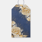  Navy en Gold Flowers Bruiloft Cadeaulabel (Achterkant)