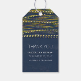 Navy en Gold Glitter Bruiloft Dank u Cadeaulabel