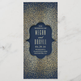 Navy en Gold Glitter Confetti Trouwprogramma's Programmakaart