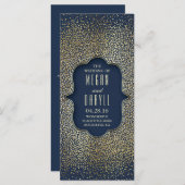 Navy en Gold Glitter Confetti Trouwprogramma's Programmakaart (Voorkant / Achterkant)