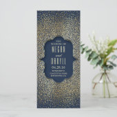 Navy en Gold Glitter Confetti Trouwprogramma's Programmakaart (Staand voorkant)