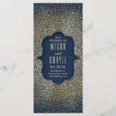 Navy en Gold Glitter Confetti Trouwprogramma's Programmakaart (Voorkant)