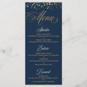 Navy en Gold Glitter Confetti Wedding Menu (Voorkant)