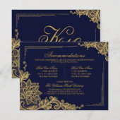 Navy en Gold Lace Accommodaties Details Kaart (Voorkant / Achterkant)