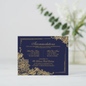 Navy en Gold Lace Accommodaties Details Kaart (Staand voorkant)