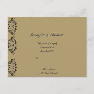 Navy en Gold Masquerade Bruiloft RSVP Briefkaart