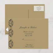 Navy en Gold Masquerade Bruiloft RSVP Briefkaart (Voorkant / Achterkant)