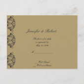 Navy en Gold Masquerade Bruiloft RSVP Briefkaart (Voorkant)
