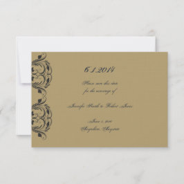 Navy en Gold Masquerade Bruiloft Save the Date