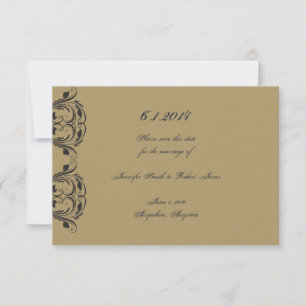 Navy en Gold Masquerade Bruiloft Save the Date