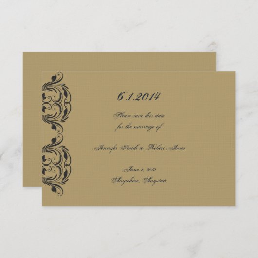 Navy en Gold Masquerade Bruiloft Save the Date (Voorkant / Achterkant)