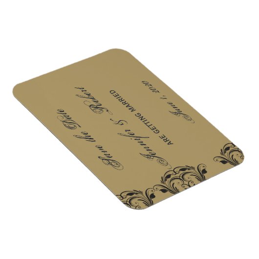 Navy en Gold Masquerade Save the Date Magneet (Rechterzijde)