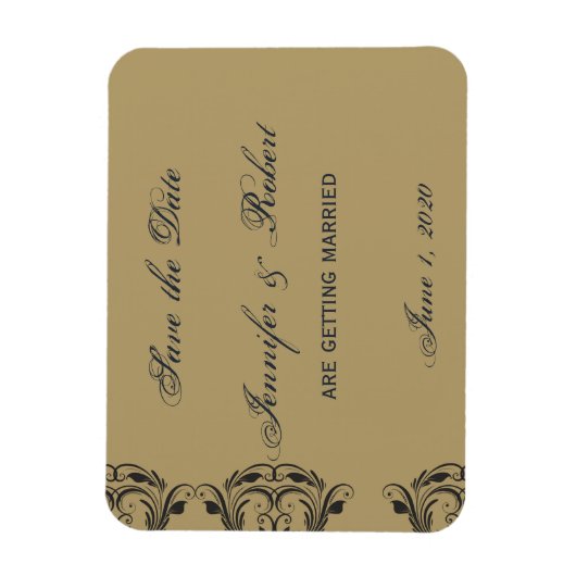 Navy en Gold Masquerade Save the Date Magneet (Verticaal)