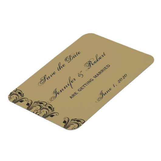 Navy en Gold Masquerade Save the Date Magneet (Linkerzijde)