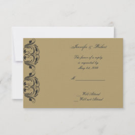 Navy en Gold Masquerade Wedding Response Kaart