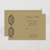 Navy en Gold Masquerade Wedding Response Kaart (Voorkant / Achterkant)