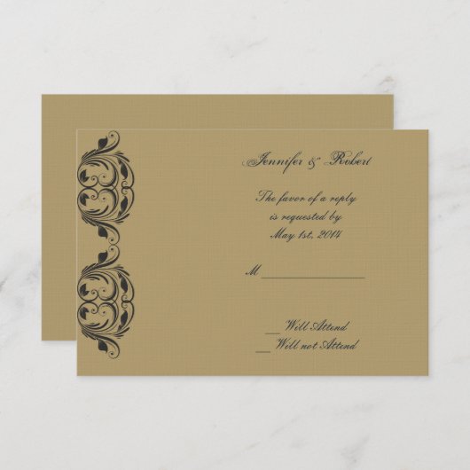 Navy en Gold Masquerade Wedding Response Kaart (Voorkant / Achterkant)