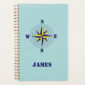 Navy en Gold Nautical Compass Roos Reizen Planner (Voorkant)